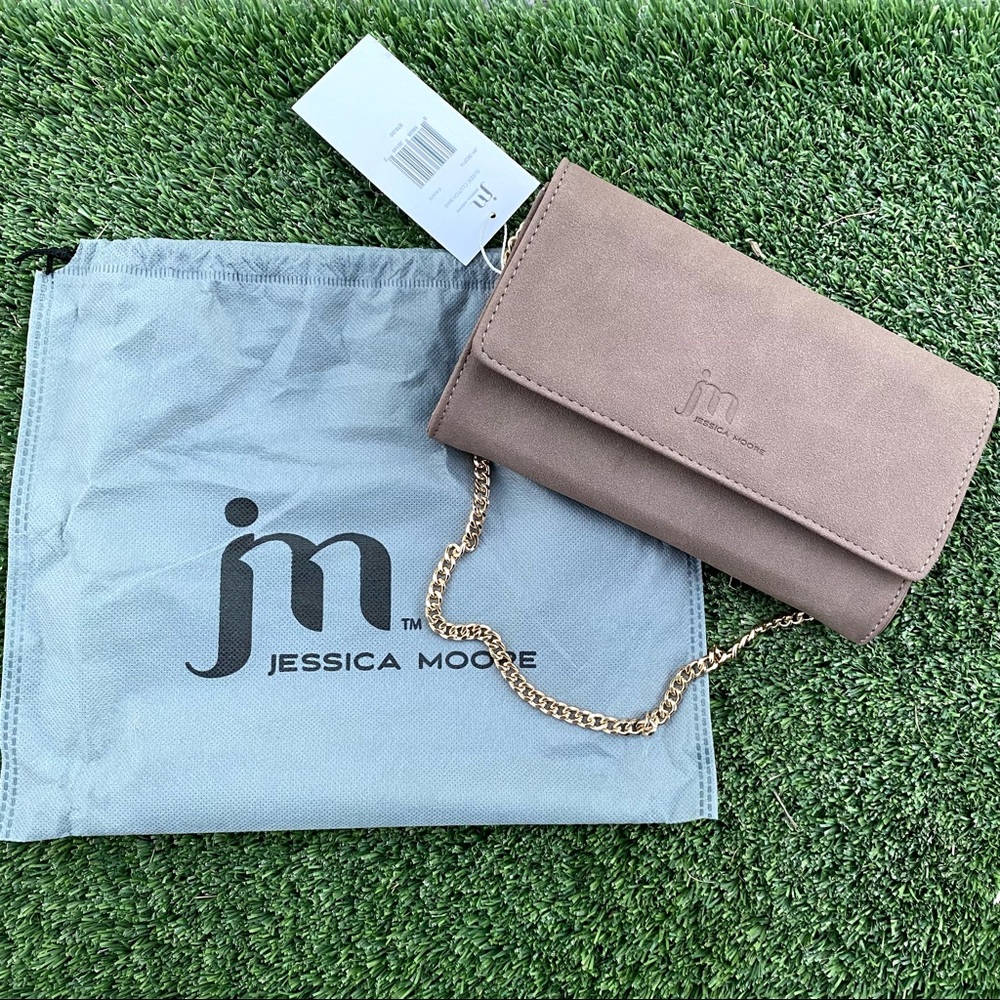 Jessica Moore Tan Beautiful Chain Clutch